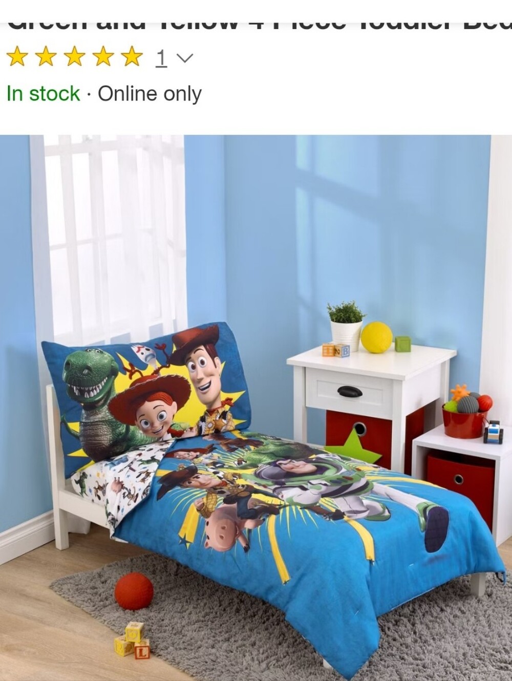 Disney Toy Story Toddler Bedding Set in Blue, Green & Yellow